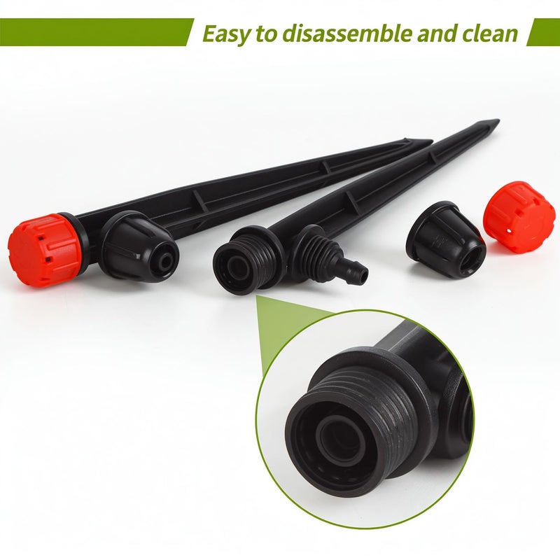 Hakioi Drip Emitters for 1/4" Drip Irrigation Tubing 360 Degree Water Flow 25 pcs Adjustable Irrigation Drippers with Lock Barbed Irrigation Drip Heads Drip Spray Emitters for Flower Plants Garden - Image 4